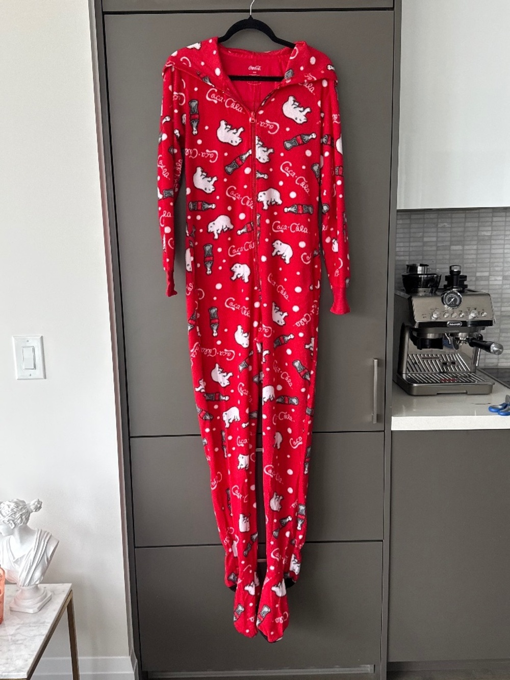 Coca-Cola Polar Bear Footed Pajama Sleeper | Size M | One Piece Fleece PJ